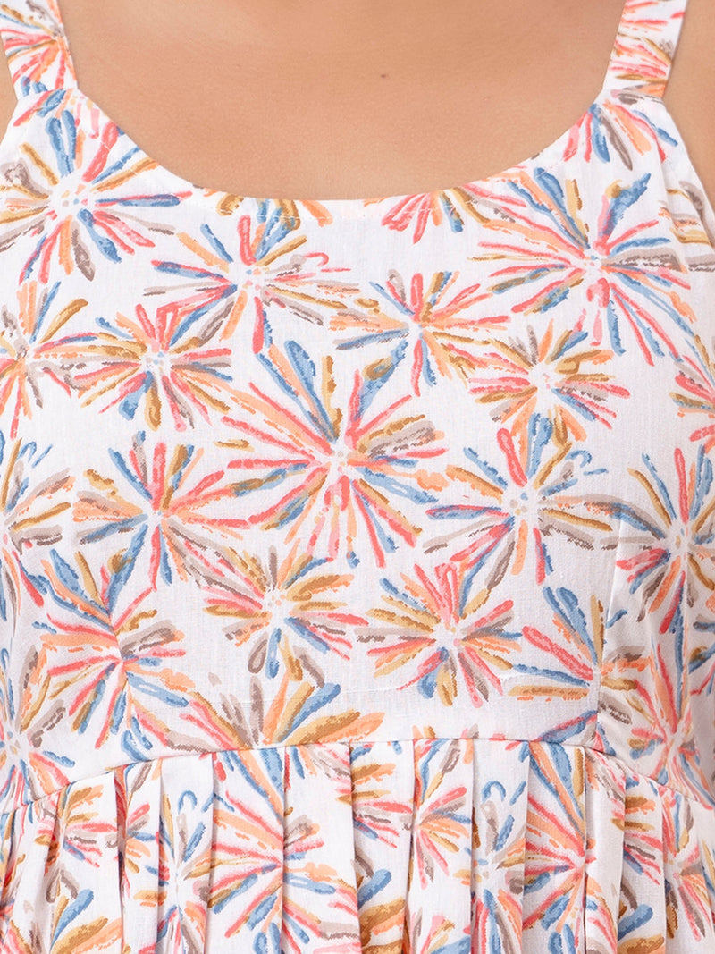 Floral Print Cotton Peplum Top