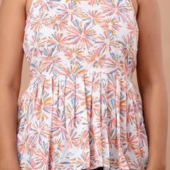 Floral Print Cotton Peplum Top