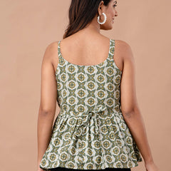 Floral Print Cotton Peplum Top