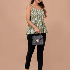 Floral Print Cotton Peplum Top
