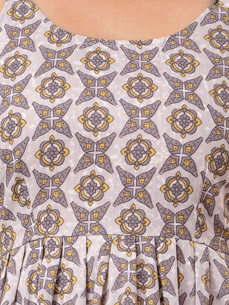 Floral Print Cotton Peplum Top