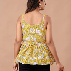 Floral Print Cotton Peplum Top