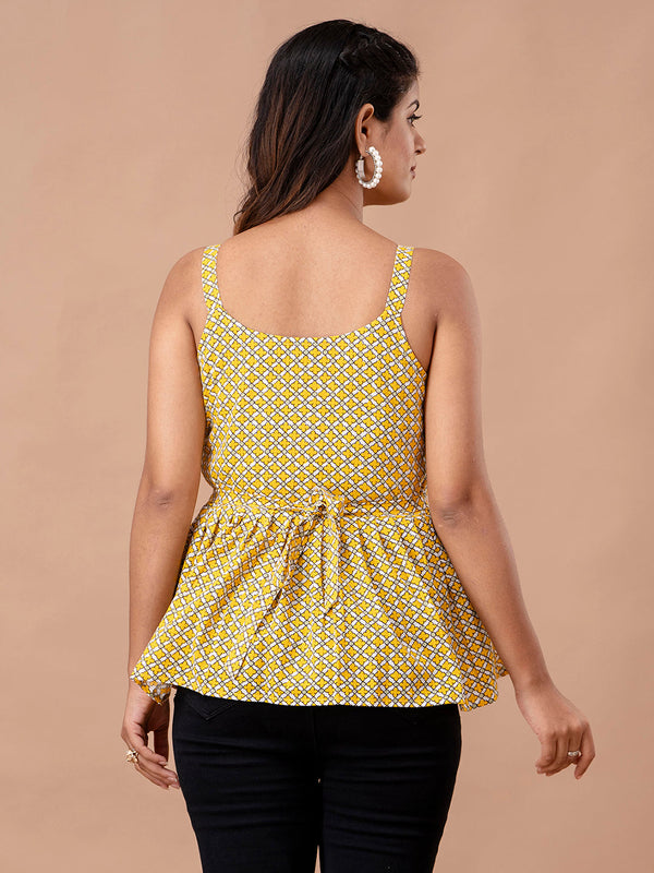 Floral Print Cotton Peplum Top