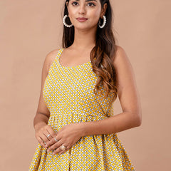 Floral Print Cotton Peplum Top