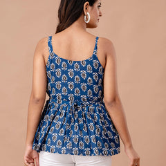 Floral Print Cotton Peplum Top