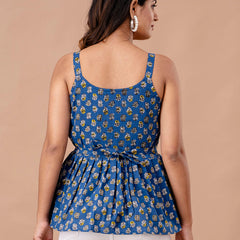 Floral Print Cotton Peplum Top