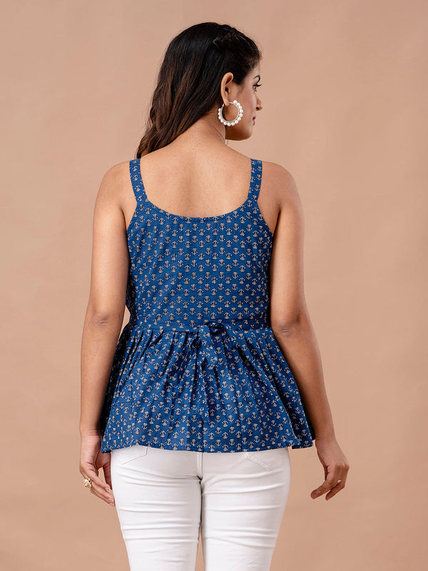 Floral Print Cotton Peplum Top