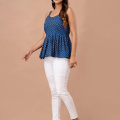 Floral Print Cotton Peplum Top