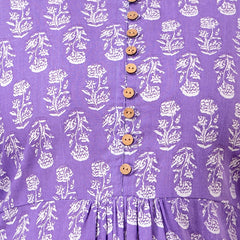 Floral Printed Pure Cotton Pleated A-Line Kurti