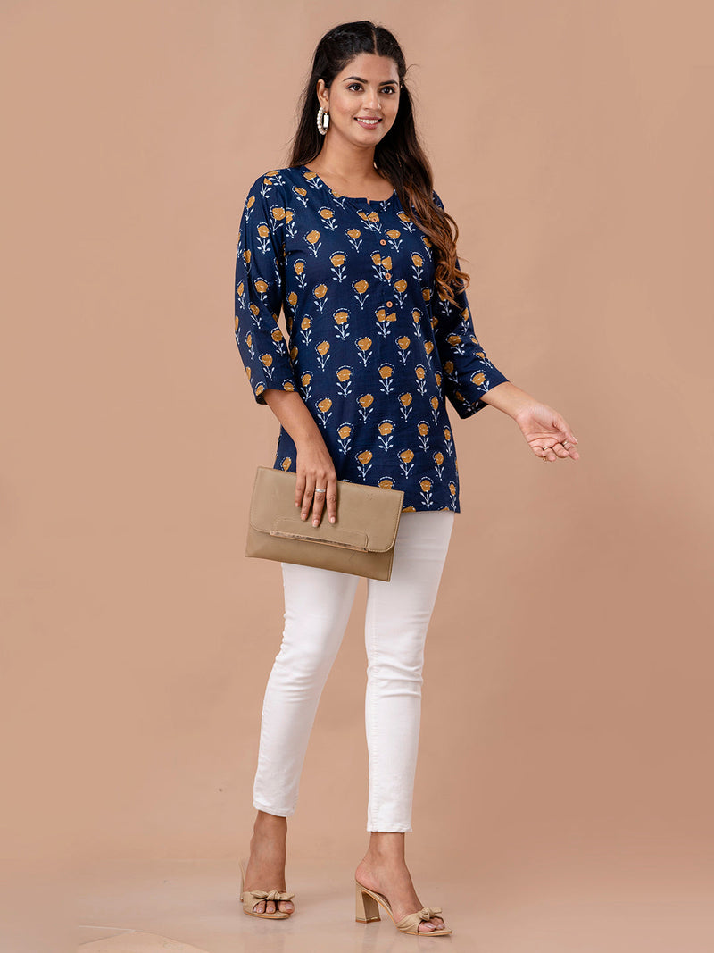 Floral Printed Pure Cotton Kurti