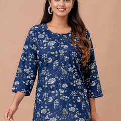 Floral Printed Pure Cotton Kurti