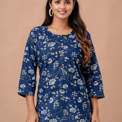 Floral Printed Pure Cotton Kurti