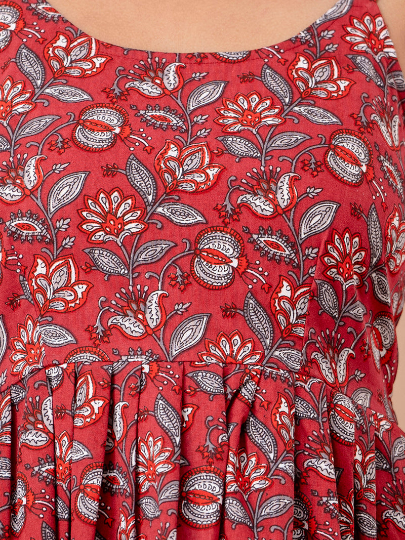 Floral Print Cotton Peplum Top