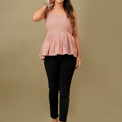 Floral Print Cotton Peplum Top
