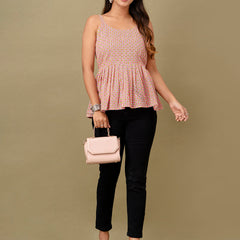 Floral Print Cotton Peplum Top