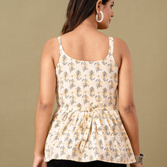 Floral Print Cotton Peplum Top