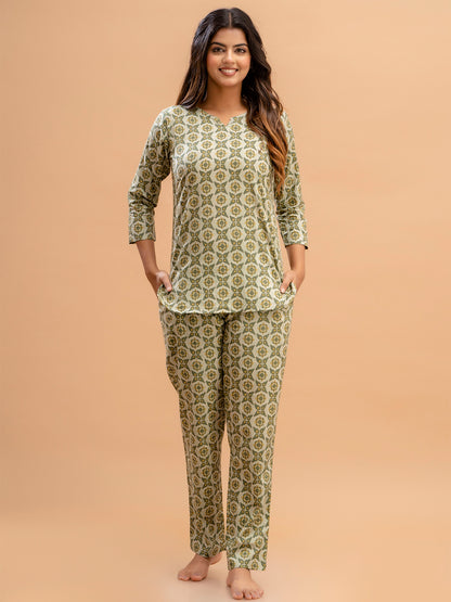 Floral Printed Pure Cotton Night Suits FRLW9029