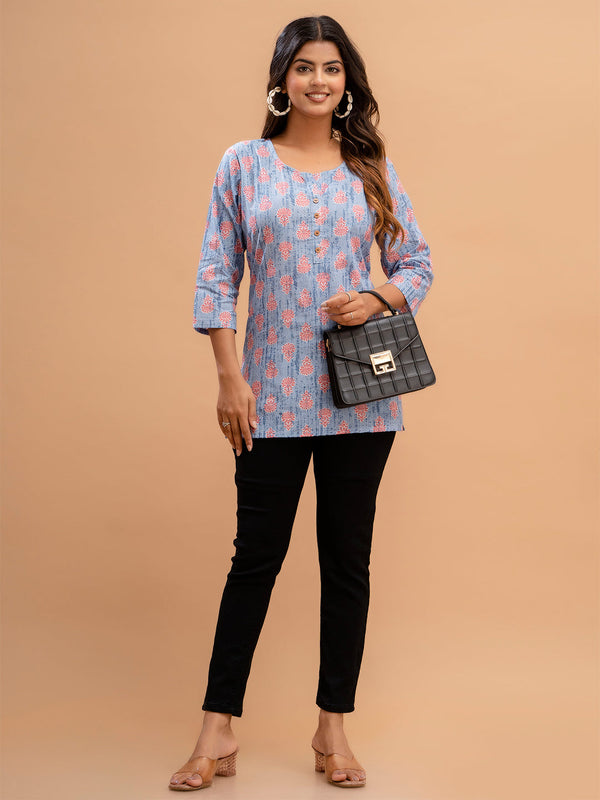 Floral Printed Pure Cotton Kurti