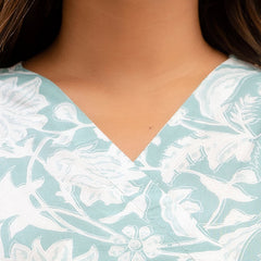 Floral Printed V-Neck Pure Cotton Angrakha A-Line Kurti