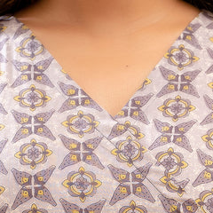 Floral Printed V-Neck Pure Cotton Angrakha A-Line Kurti
