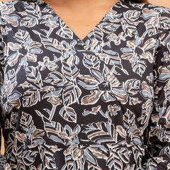 Floral Printed V-Neck Pure Cotton Angrakha A-Line Kurti