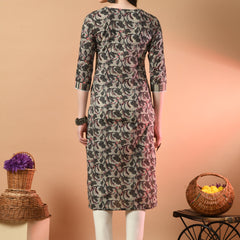 V-Neck Floral Print Long Kurti