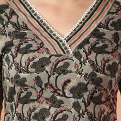 V-Neck Floral Print Long Kurti