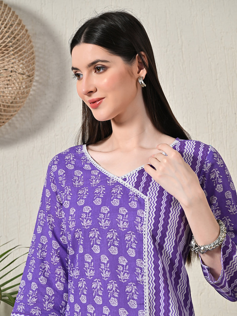 Graceful Wrap-Style Angrakha Cotton Kurti for Everyday Wear