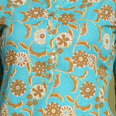Floral Print 4 Button Straight Kurti