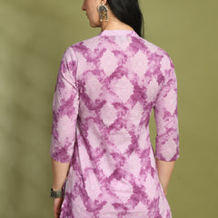 Ethnic Print Three Button Flared Kurti