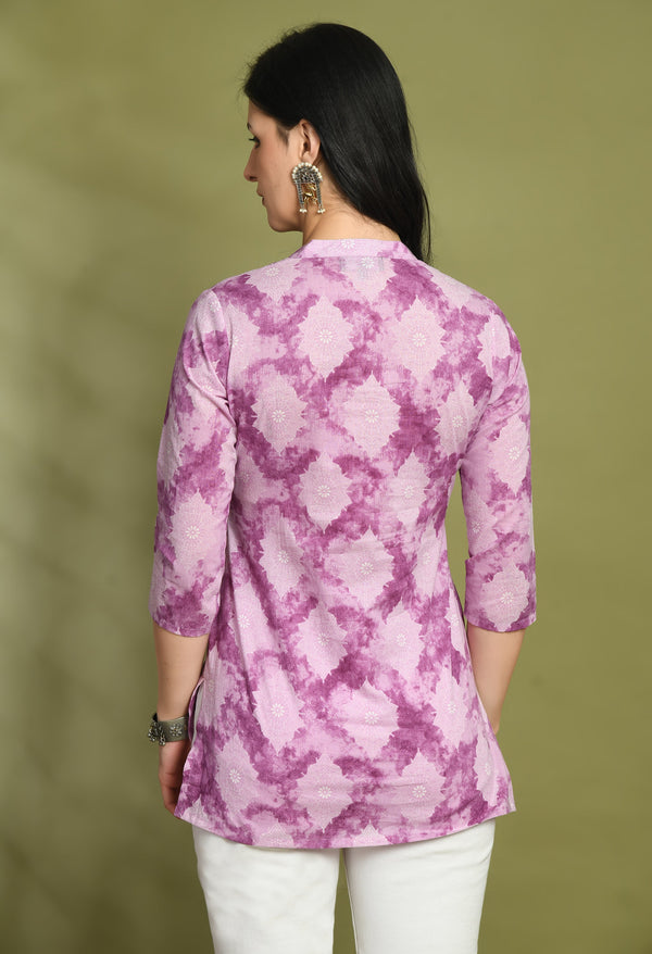 Ethnic Print Three Button Flared Kurti