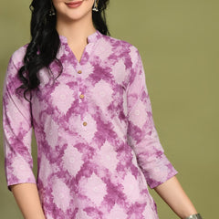 Ethnic Print Three Button Flared Kurti