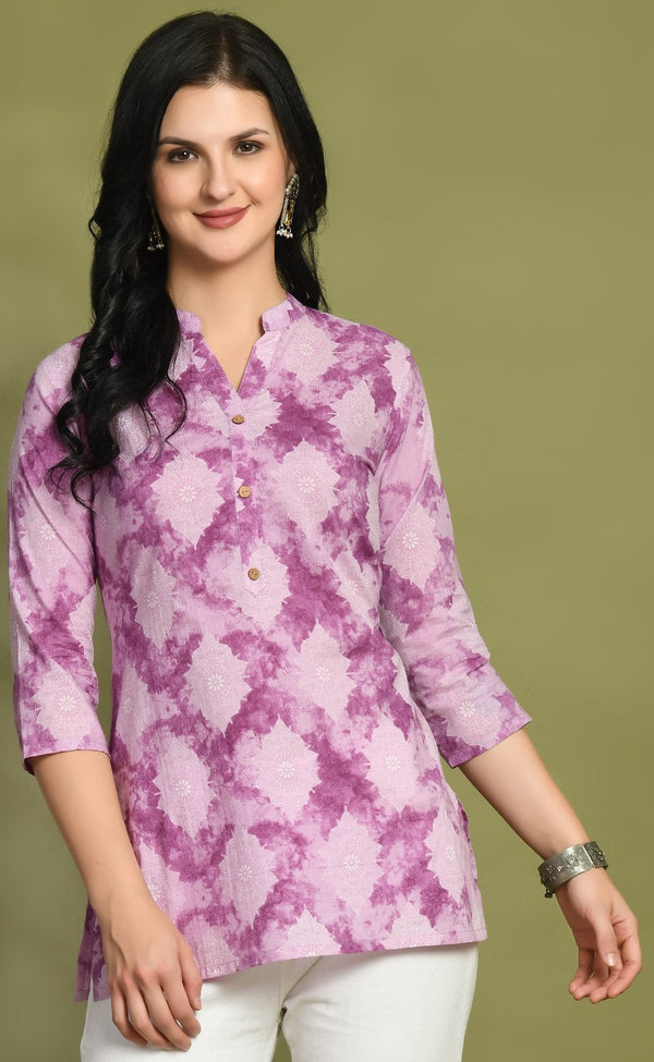 Ethnic Print Three Button Flared Kurti