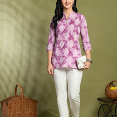 Ethnic Print Three Button Flared Kurti