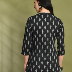 Ethnic Print Three Button Flared Kurti