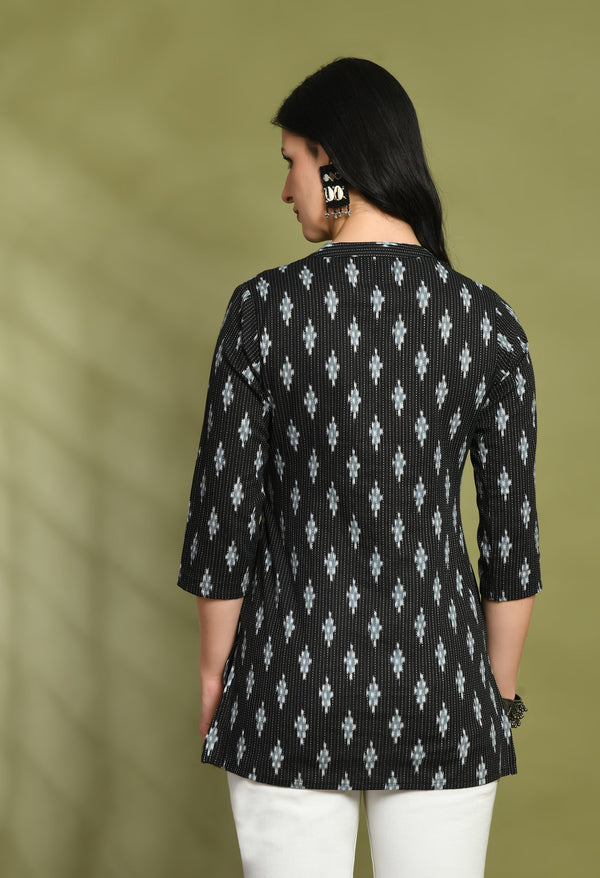 Ethnic Print Three Button Flared Kurti