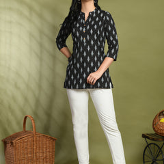 Ethnic Print Three Button Flared Kurti