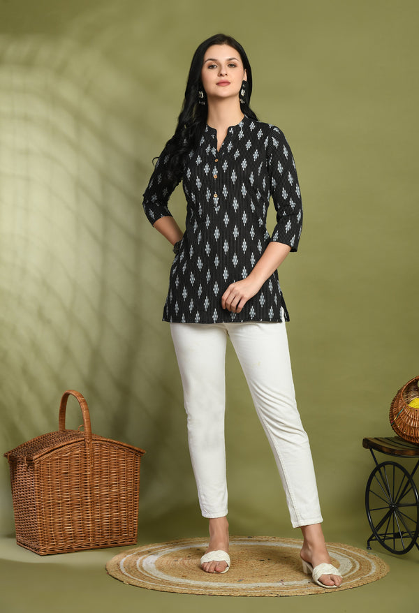 Ethnic Print Three Button Flared Kurti