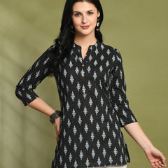 Ethnic Print Three Button Flared Kurti