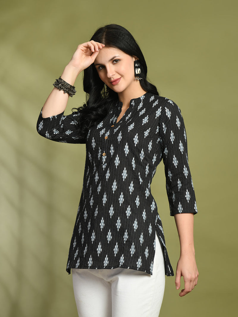 Ethnic Print Three Button Flared Kurti