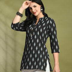 Ethnic Print Three Button Flared Kurti
