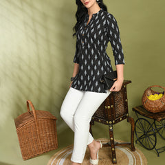 Ethnic Print Three Button Flared Kurti
