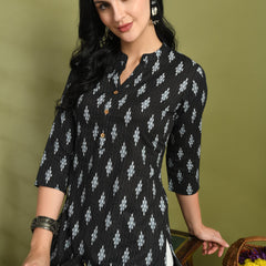 Ethnic Print Three Button Flared Kurti