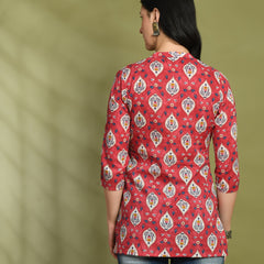 Ethnic Print Three Button Flared Kurti