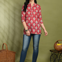 Ethnic Print Three Button Flared Kurti
