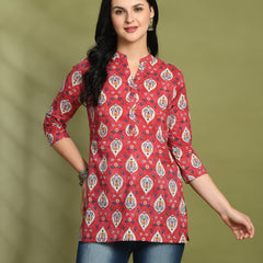 Ethnic Print Three Button Flared Kurti