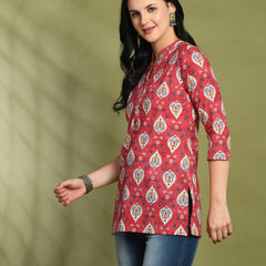 Ethnic Print Three Button Flared Kurti