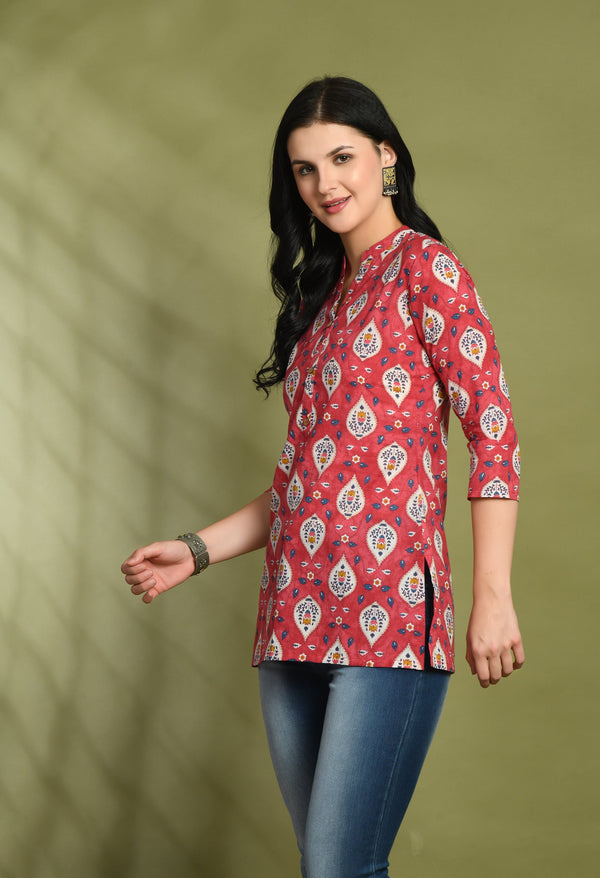Ethnic Print Three Button Flared Kurti
