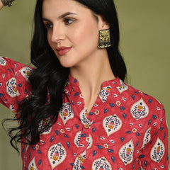 Ethnic Print Three Button Flared Kurti