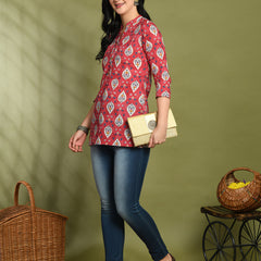 Ethnic Print Three Button Flared Kurti